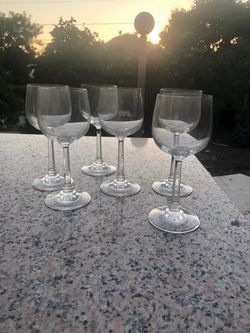 Set of 6 Cut Glass Wine Goblets