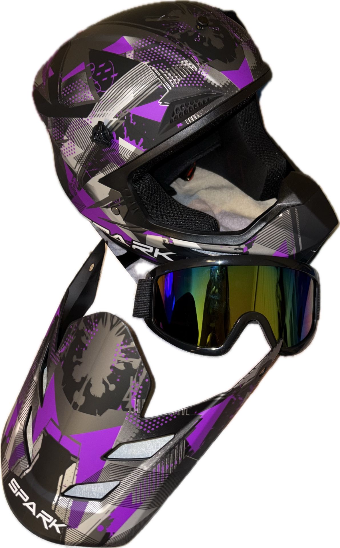 Spark Motorcycle Helmet With Goggles BNEW