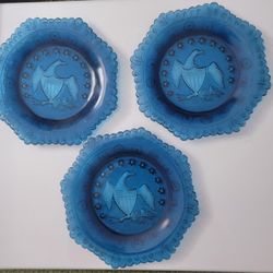 3 VINTAGE GLASS AMERICAN PLATE