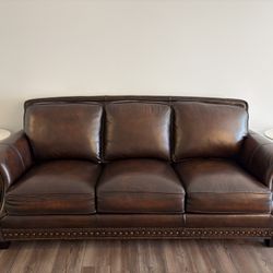 Beautiful Chocolate Brown Leather Couch – Like New Condition