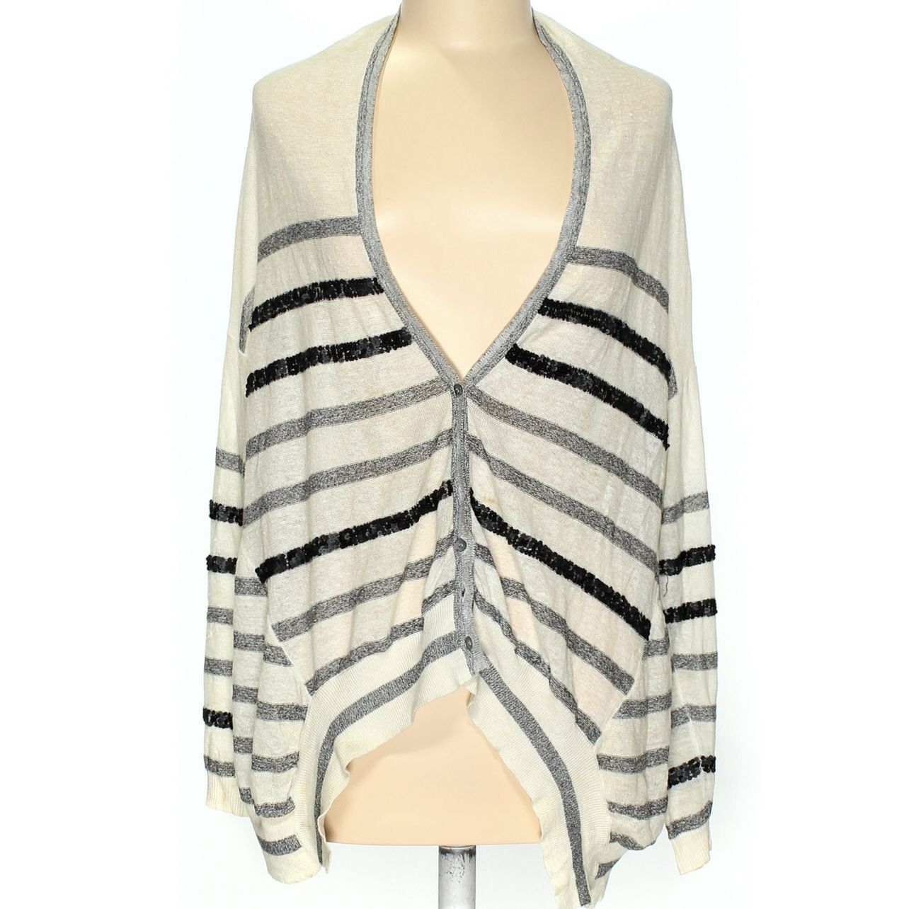 Anthropologie x Line  Sequin Striped Linen Cocoon Cardigan, Size S 