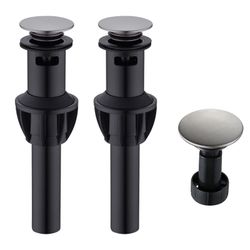 Keeney K820-72MB 1-1/4-in Plastic Push Button Sink Bathroom Drain with Overflow, Matte Black