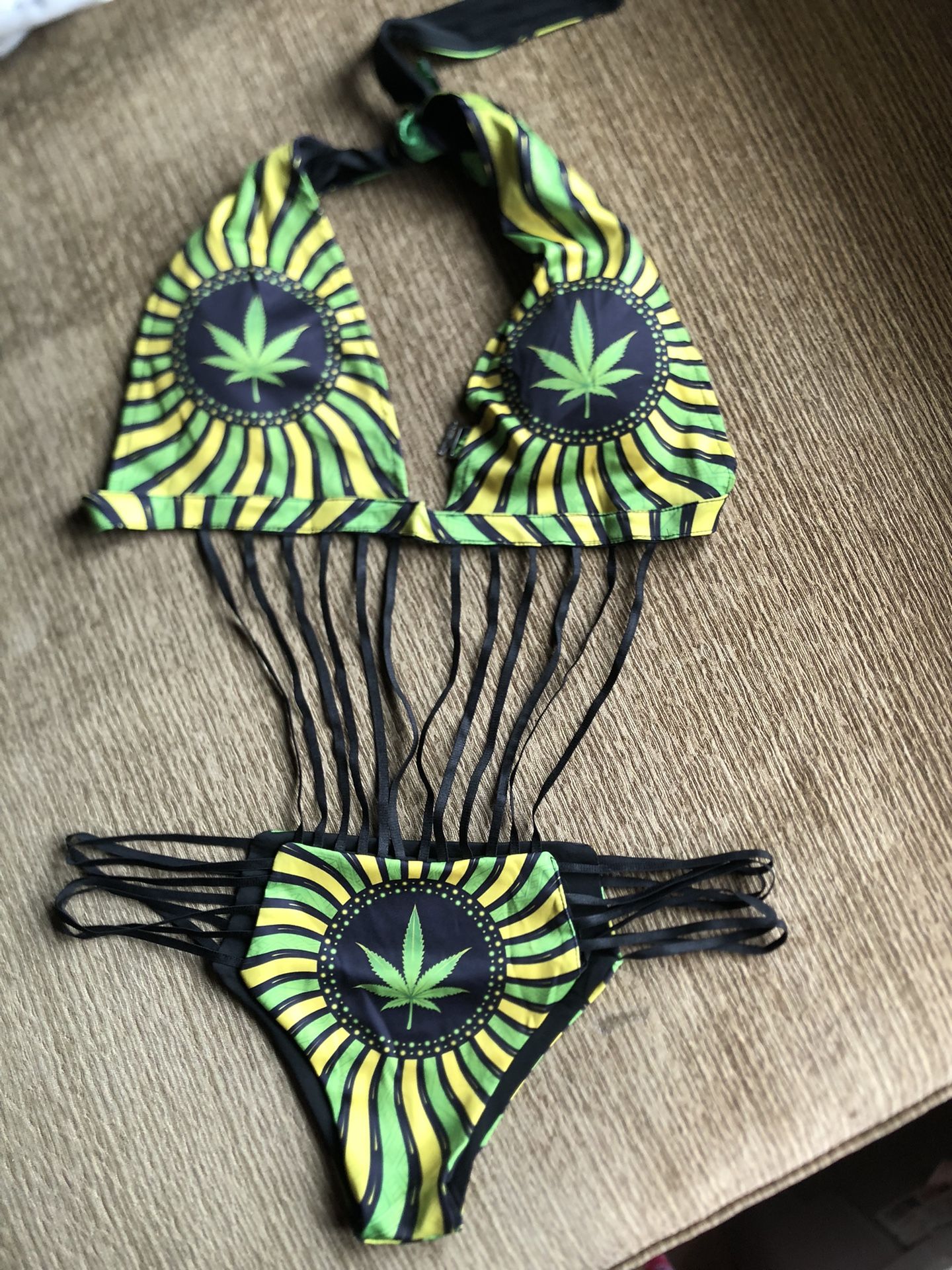 Green & Yellow MrayJane Strappy Swimsuit 