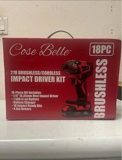 Cose Belle 21V Brushless Cordless Impact Driver Kit 18-Piece