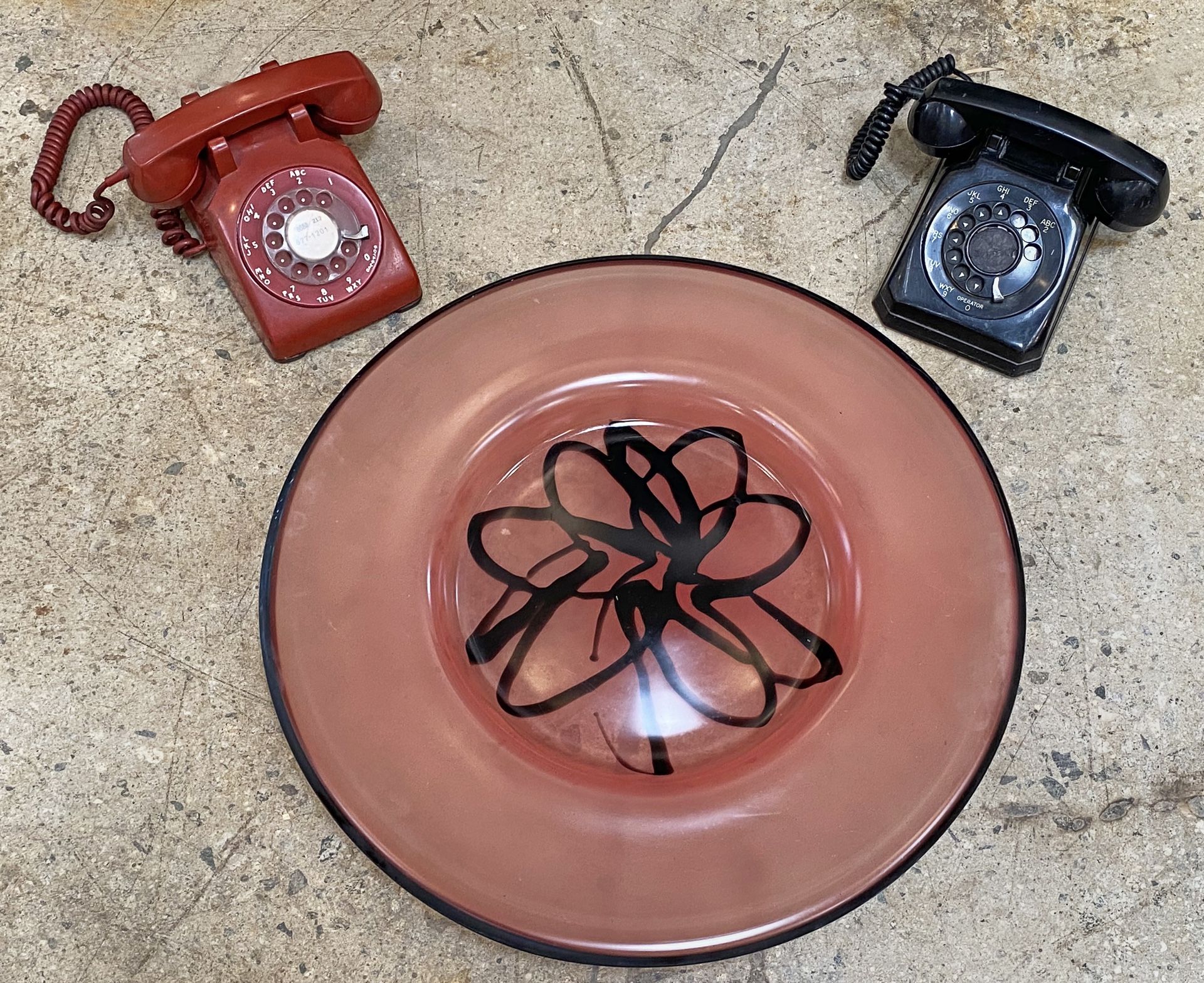 Vintage large decorative glass plate