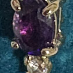 Earrings Purple Stud Gemstone With Faux Diamond 