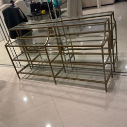  Bronze Glass Bar Cart 4 Shelves Open Furniture