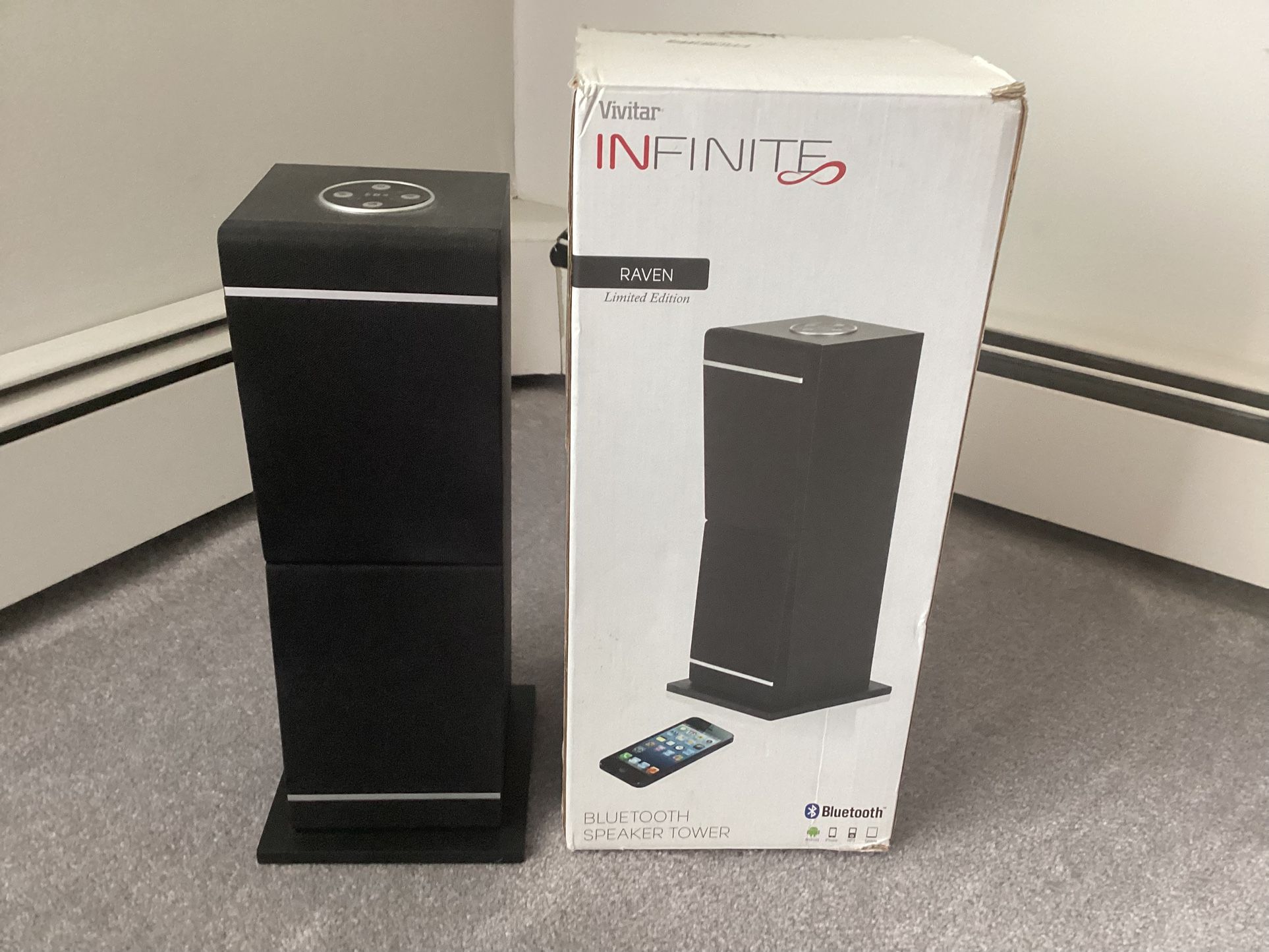 Preowned Vivitar Infinite Raven Bluetooth Speaker Tower Model V133BT Wireless Connection