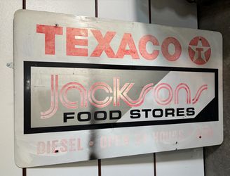 Texaco Jackson Metal Sign. 60x36 Vintage Great Patina
