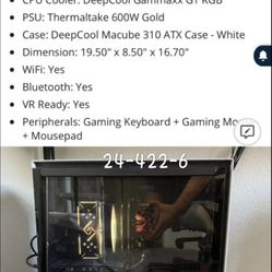 Great Gaming PC With GTX 2060 And 144hz Gaming Monitor For Sale