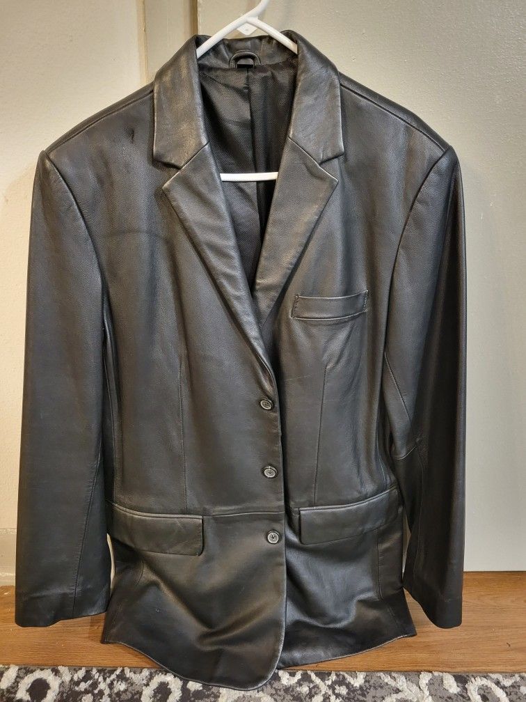 Mens Alfani Leather Coat (44R) Like New!