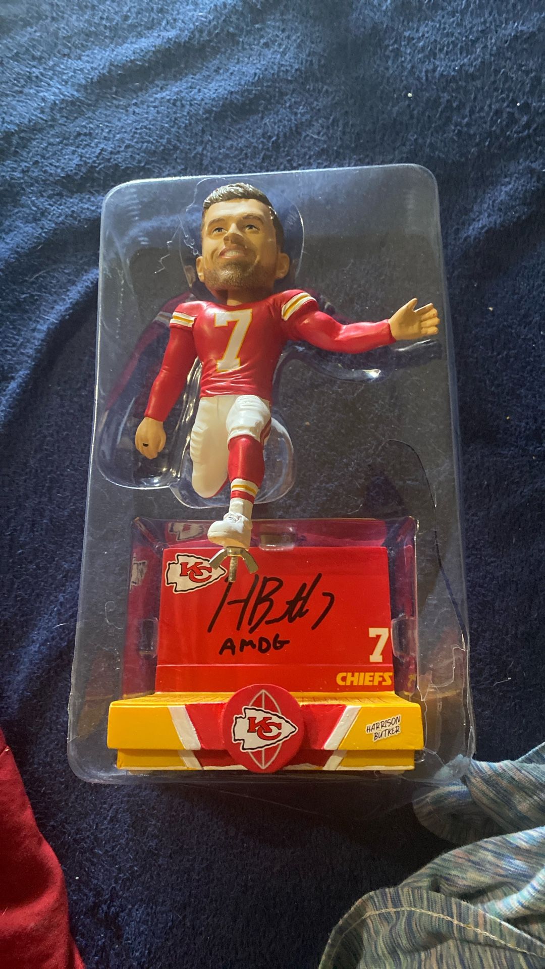 chiefs kicker harrison butker autographed bobble head