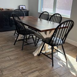 Farmhouse Dining Table With 6 Chairs - 72 X 34 X 30