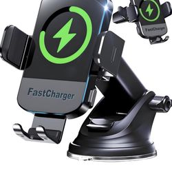 New In Box! Wireless Car Charger, 2025 Upgrade 15W Fast Charging Auto Clamping Car Phone Holder Charger, Phone Holders for car Mount, CHGeek, fit for 