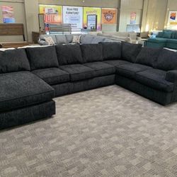 Big Black Comfy Sectional