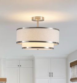 Double Drum Semi-Flush Ceiling Light