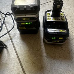 RYOBI lithium battery (2) with charger and bag
