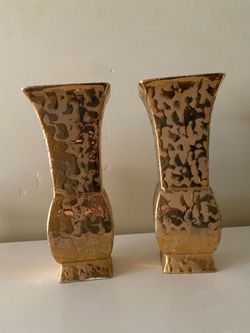 Vintage Mid Century 24 KT. Gold Weeping Vase Home Decor Art
