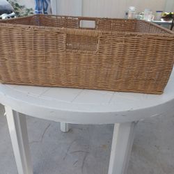 Mobestech Imitation Rattan Storage Basket for Sundries Organization Large Capacity Desktop Woven Bin for Toys Books and Household Items Stylish Home D
