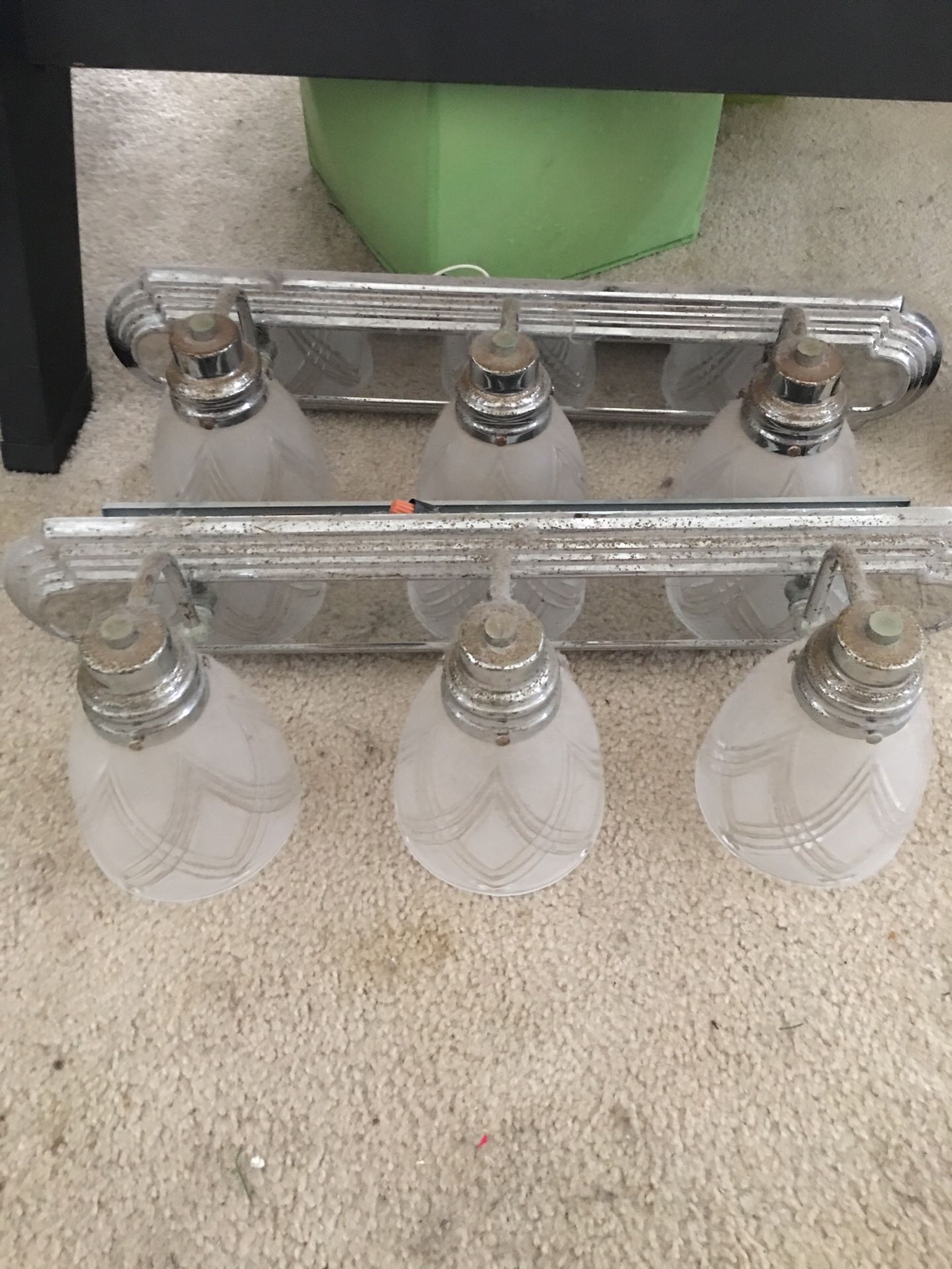 3 bathroom vanity light fixtures w/ all hardware and shades