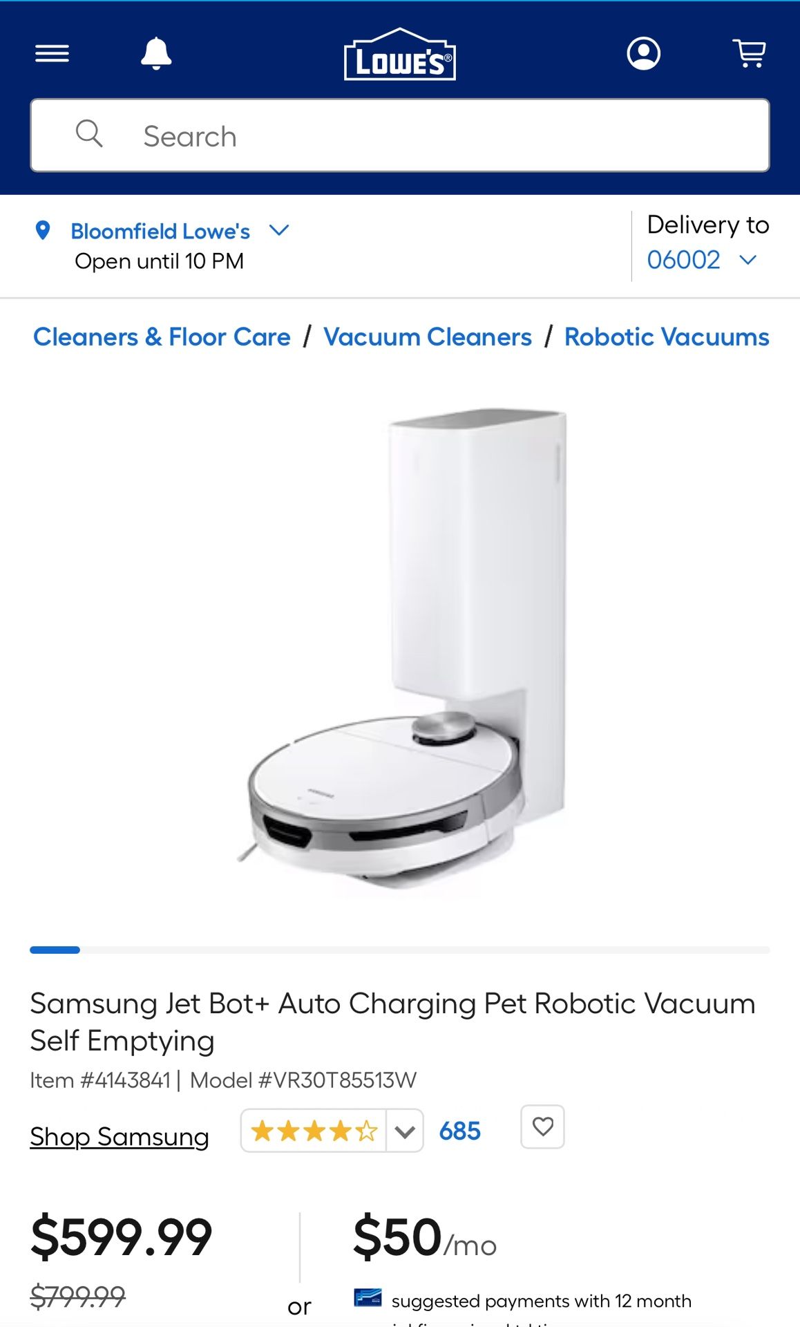 Samsung Pet Robot Vacuum 