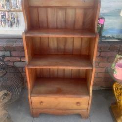 Antique Solid Wood Bookcase Shelf Plant Stand 