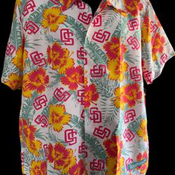 San Diego Padres Hawaiian Button Down Shirt Petco Park SGA Size XL