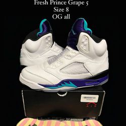 Nike Air Jordan Retro 5 Fresh Prince Grape Size 8