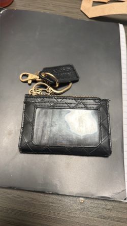 Black Quilted ID Card Holder Wallet Keychain – Like New