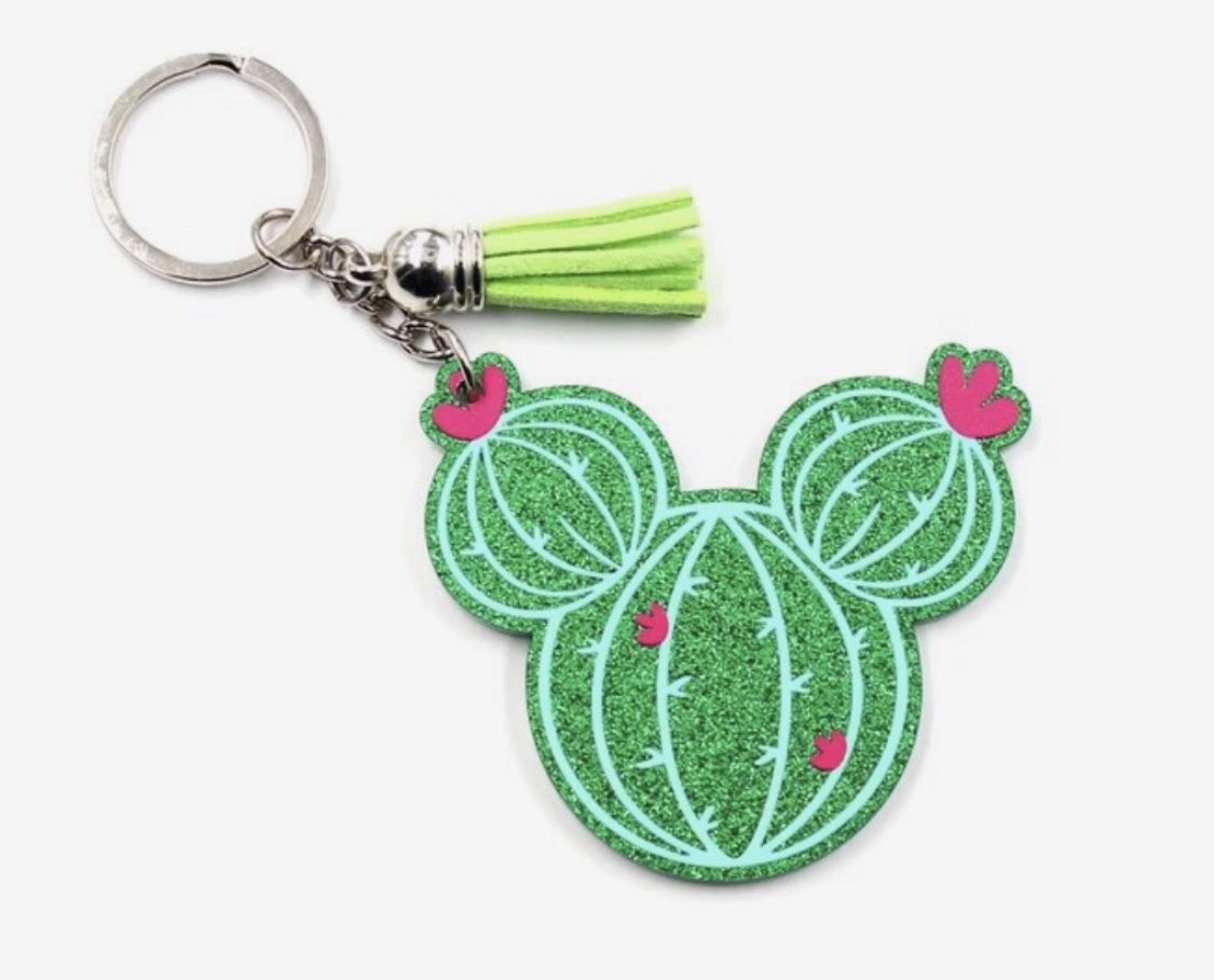 Brand New Mickey Mouse Green Cactus Keychain