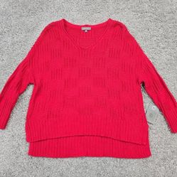 Habitat Clothes To Live In Sweater Womens Small Red Drop Shoulders Knit Stretch 