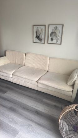 3-Seater Cream Corduroy Sofa