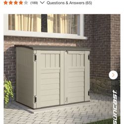 Suncast 4 ft. 5 in. W x 2 ft. 8.5 in. D x 3 ft. 9.5 in. H Plastic Resin Horizontal Storage Cabinet Shed in Vanilla (Beige)