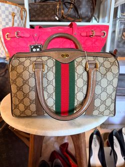 Vintage Gucci GG Monogram Web Stripe Mini Boston Bag + COA 437556