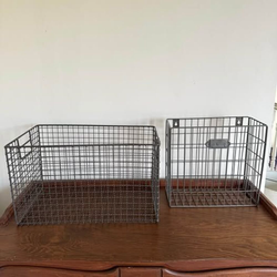 Set of 2 Metal Wire Storage Baskets Industrial Farmhouse Wall Mount