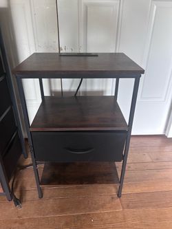 Industrial Nightstand with Charging Station