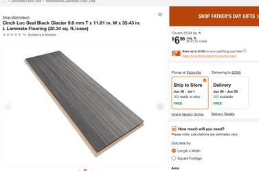 We have one case this model only store price $153 Here only$100. We locate in hesperia Shop Marmoleum Cinch Loc Seal Black Glacier 9.8 mm T x 11.81