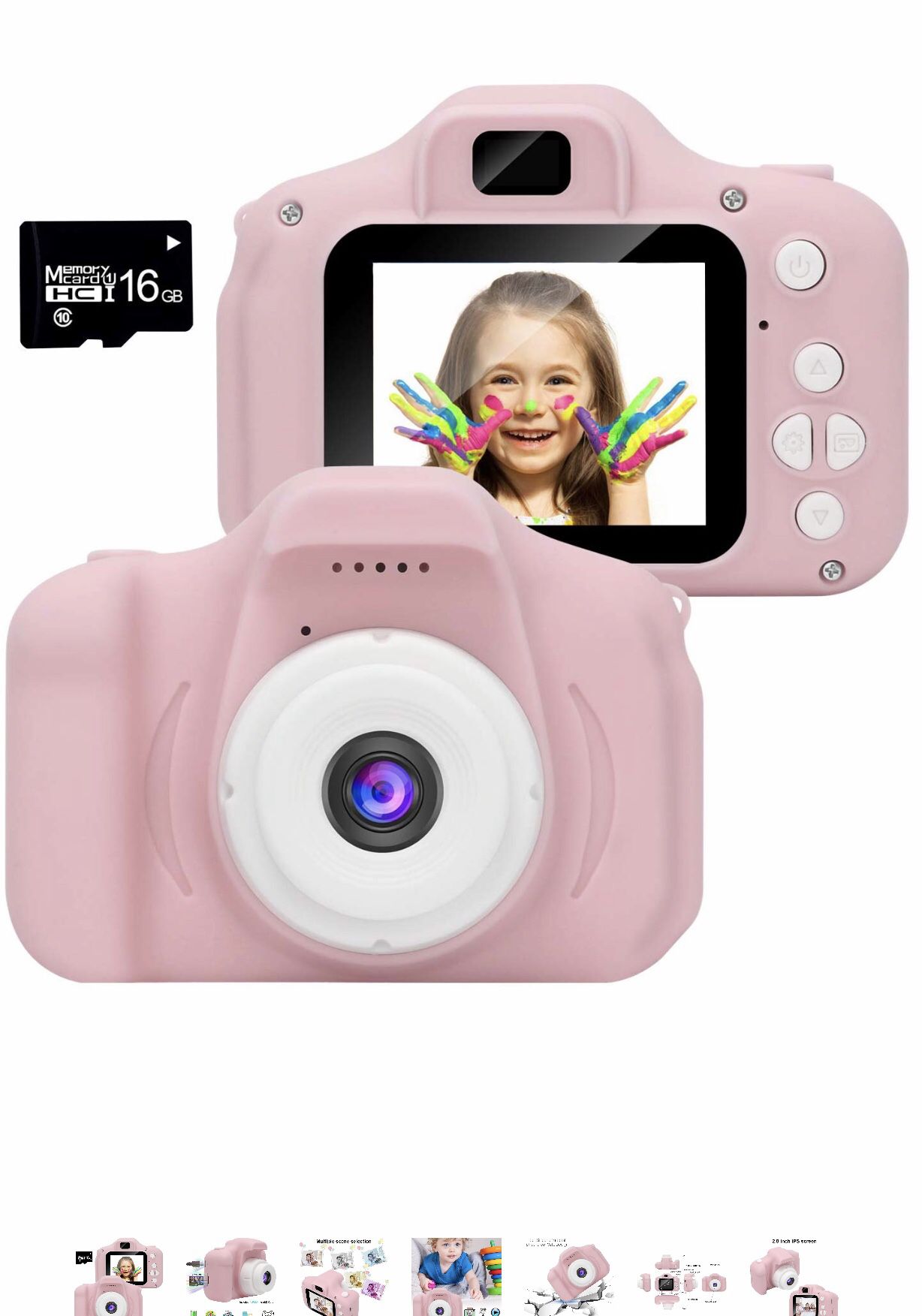 WUBUMIM Kids Digital Video Camera for Girls Age 3-8 , Mini Rechargeable Children Camera Shockproof 8MP HD Toddler Cameras Child Camcorder (16GB Memor