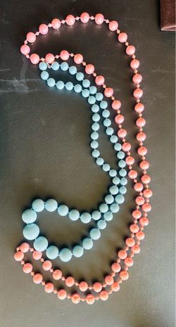 Pink and Blue Beaded Necklaces – Set of 2