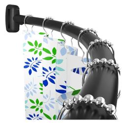New Curved Shower Curtain Rod, 45-72 inches Adjustable Arched Shower Curtain Curved Rods, Rustproof Round Never Fall Design for Bathroom, Black