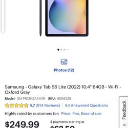 Galaxy Tab S6 Lite 64GB