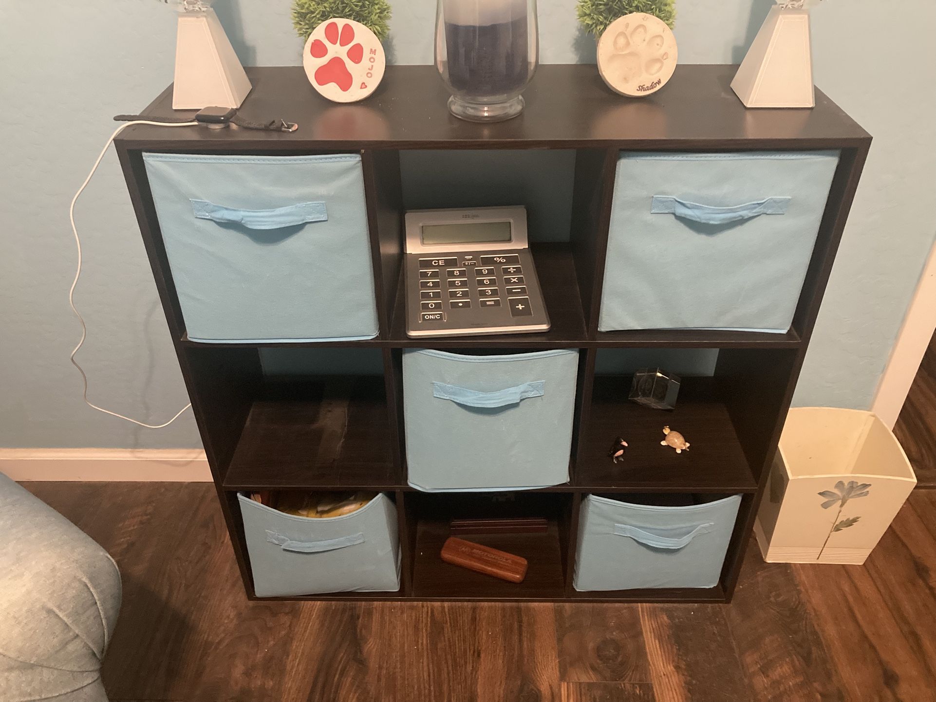 Cubby Shelf With Storage Totes