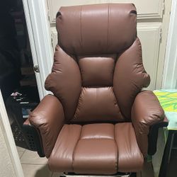 Executive Office Chair Brown Leg Rest Reclines New