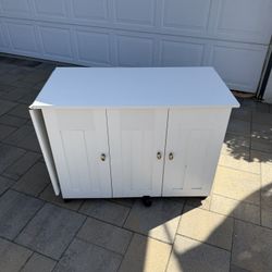 Sewing Machine Table On Wheels Or Utility Rolling Table