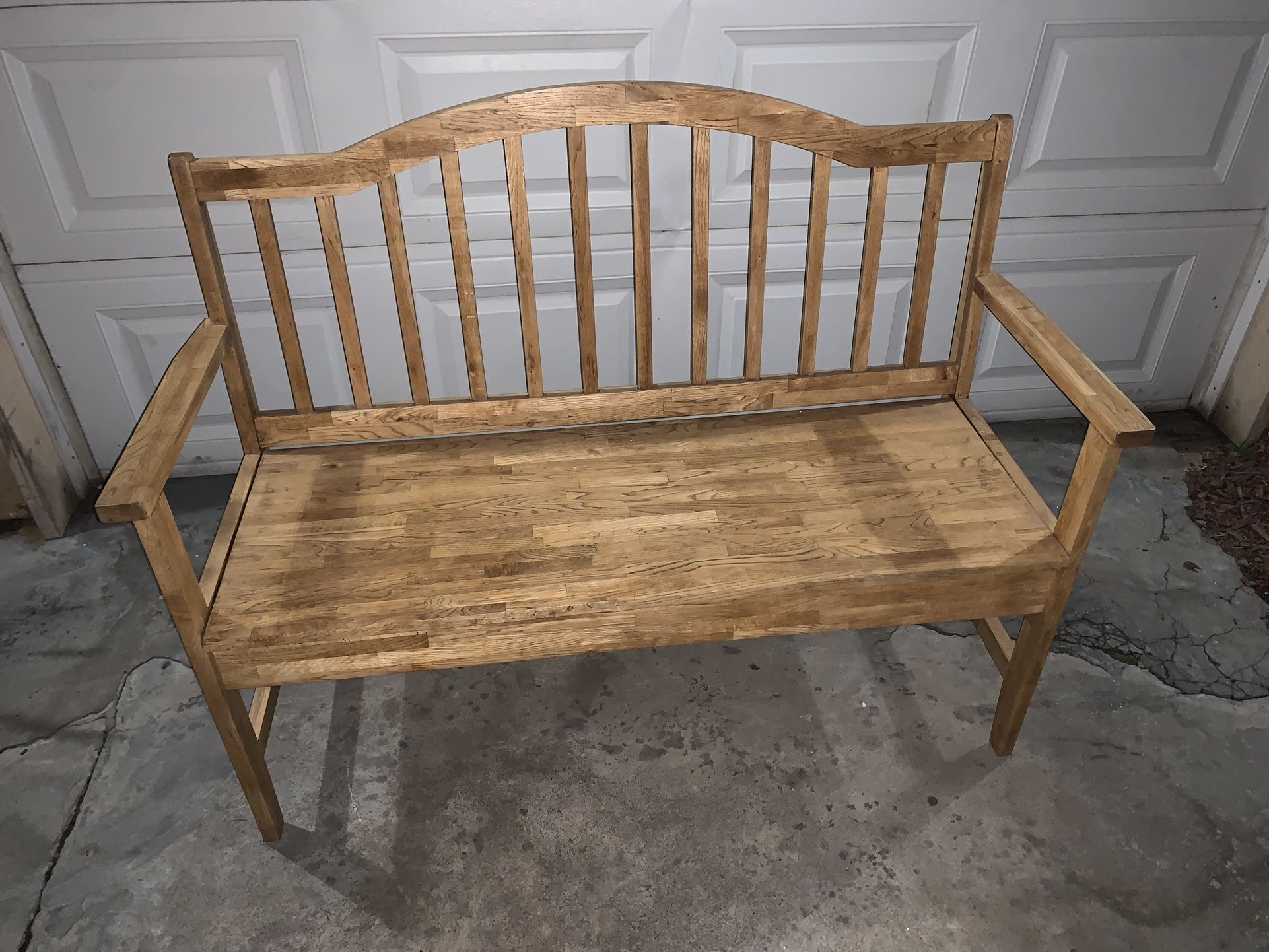 Oak Wood Bench With Storage Compartment