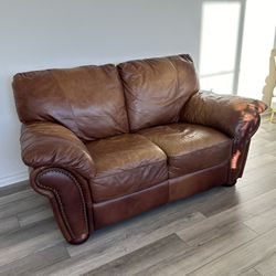 Brown Leather Loveseat Couch $200 OBO