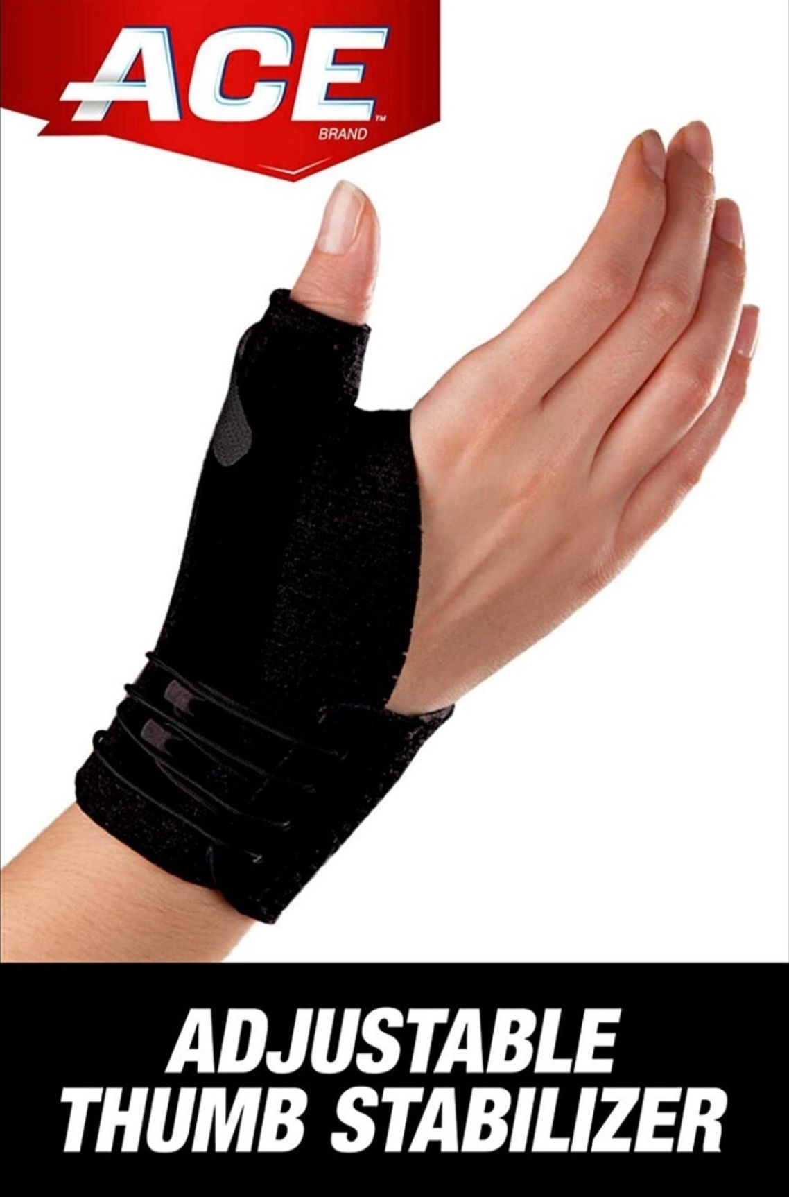 ACE Deluxe Thumb Stabilizer, Adjustable, Black, 1/Pack