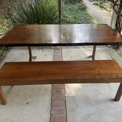 HD Buttercup Live Edge Solid Walnut Slab Dining Table & Bench 