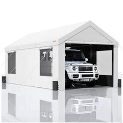 Carport, Heavy Duty 10x20ft Car Canopy, Outdoor Garage Shelter with Removable Sidewalls, Roll-up Ventilated Windows & Doors, UV Resistant Tarp for Car