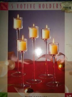 New Linens and things 5 votive holders with candles